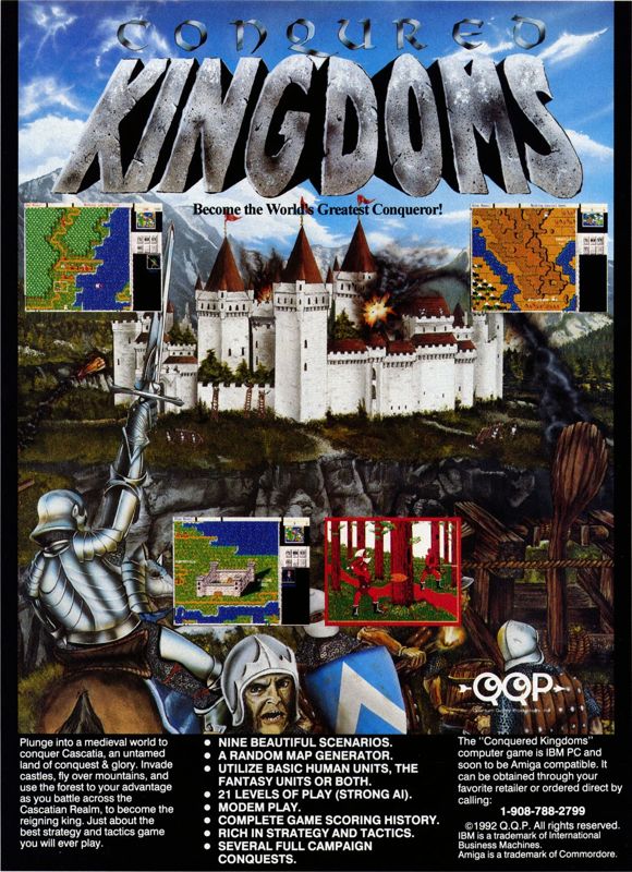 Conquered Kingdoms Magazine Advertisement (Magazine Advertisements): Computer Gaming World (US), Number 100 (November 1992)