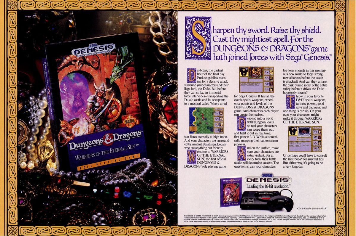 Dungeons & Dragons: Warriors of the Eternal Sun Magazine Advertisement (Magazine Advertisements): Computer Gaming World (US), Number 100 (November 1992)