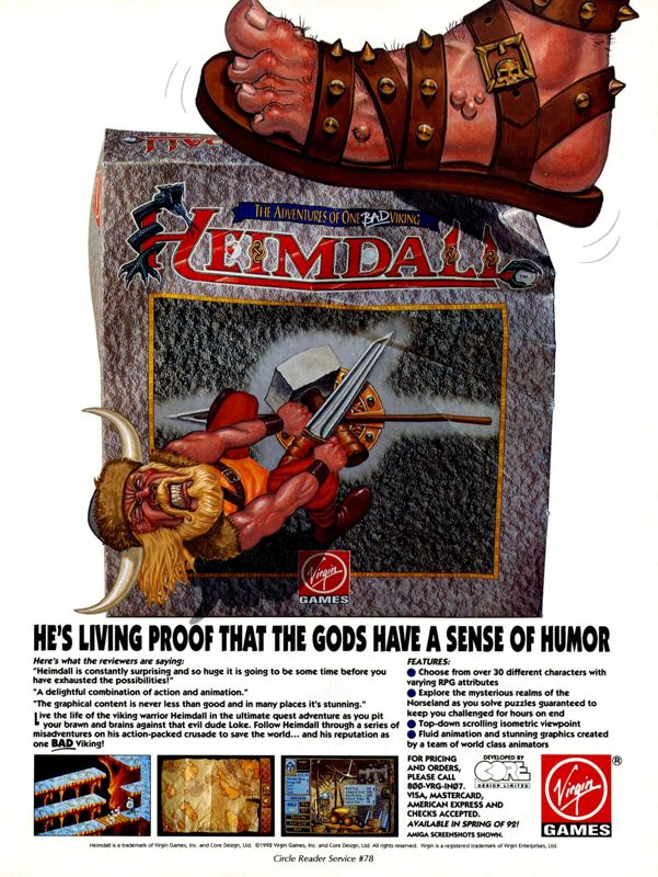 Heimdall Magazine Advertisement (Magazine Advertisements): Computer Gaming World (United States) Issue 94 (May 1992)