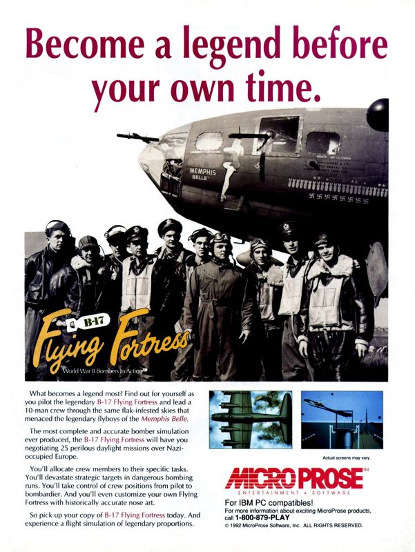 B-17 Flying Fortress Magazine Advertisement (Magazine Advertisements): Computer Gaming World (United States) Issue 96 (July 1992)