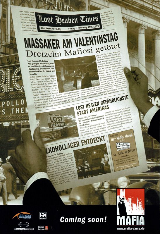 Mafia Magazine Advertisement (Magazine Advertisements): GameStar (Germany), Issue 09/2002