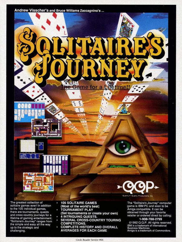 Solitaire's Journey Magazine Advertisement (Magazine Advertisements): Computer Gaming World (United States) Issue 94 (May 1992)
