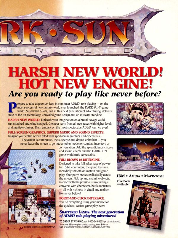 Dark Sun: Shattered Lands Magazine Advertisement (Magazine Advertisements): Computer Gaming World (United States) Issue 97 (August 1992)