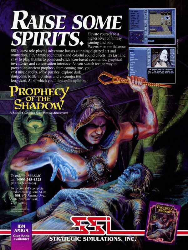 Prophecy of the Shadow Magazine Advertisement (Magazine Advertisements): Computer Gaming World (United States) Issue 97 (August 1992)