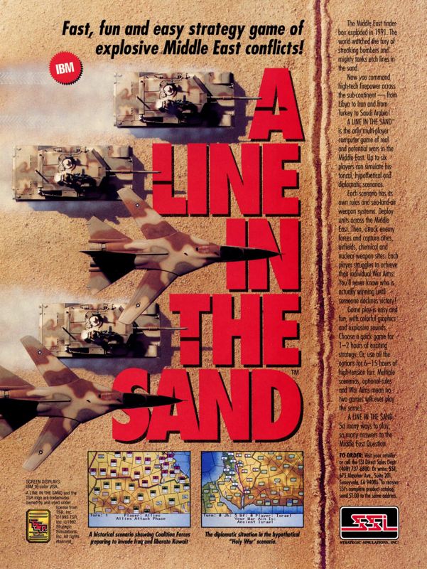A Line in the Sand Magazine Advertisement (Magazine Advertisements): Computer Gaming World (United States) Issue 98 (Sept 1992)
