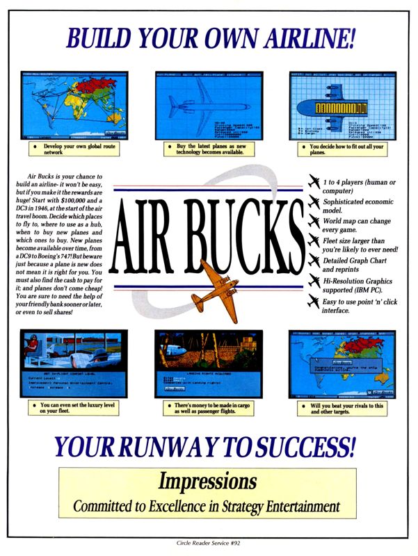 Air Bucks Magazine Advertisement (Magazine Advertisements): Computer Gaming World (United States) Issue 98 (Sept 1992)