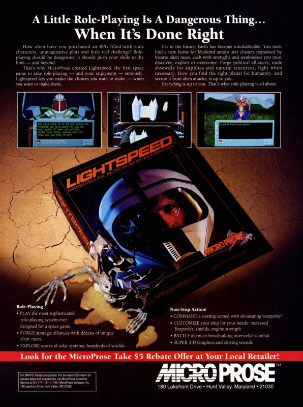 Lightspeed Magazine Advertisement (Magazine Advertisements): Computer Gaming World (United States) Issue 83 (June 1991)