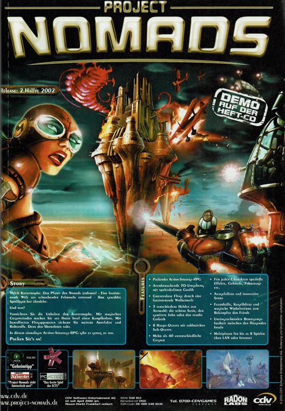 Project Nomads Magazine Advertisement (Magazine Advertisements): GameStar (Germany), Issue 10/2002