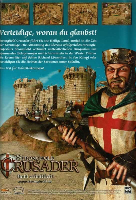 FireFly Studios' Stronghold Crusader Magazine Advertisement (Magazine Advertisements): GameStar (Germany), Issue 10/2002