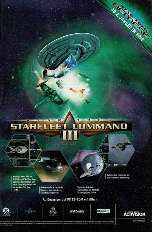 Star Trek: Starfleet Command III Magazine Advertisement (Magazine Advertisements): GameStar (Germany), Issue 12/2002