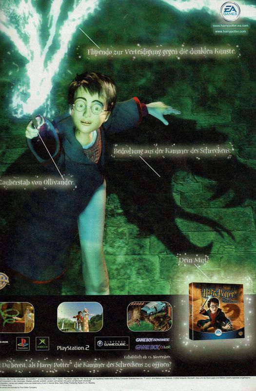 Harry Potter and the Chamber of Secrets Magazine Advertisement (Magazine Advertisements): GameStar (Germany), Issue 12/2002