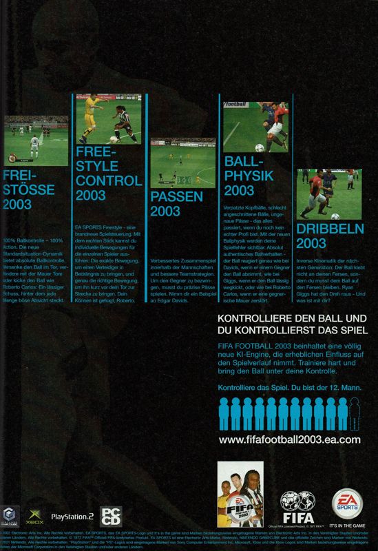 FIFA Soccer 2003 Magazine Advertisement (Magazine Advertisements): GameStar (Germany), Issue 12/2002