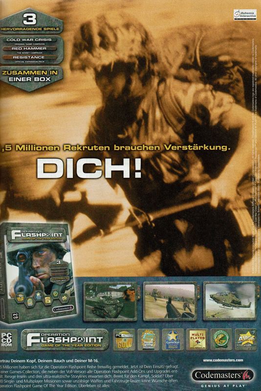 Operation Flashpoint: Game of the Year Edition Magazine Advertisement (Magazine Advertisements): GameStar (Germany), Issue 02/2003