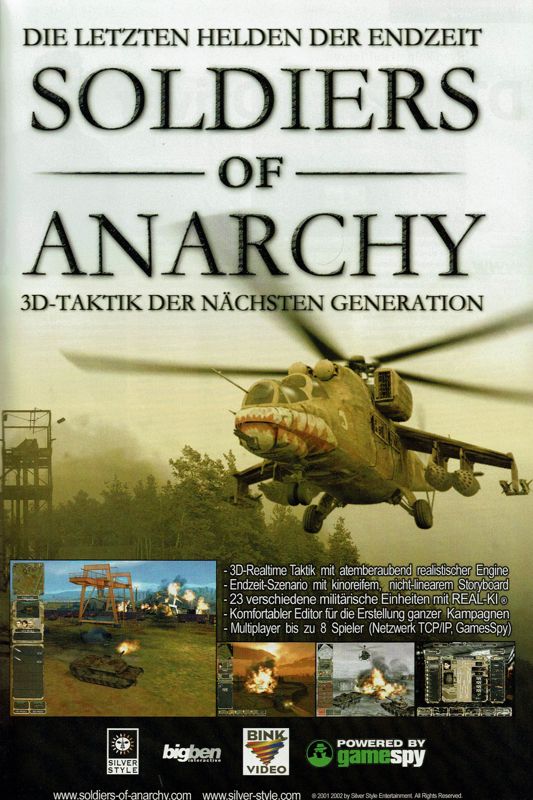 Soldiers of Anarchy Magazine Advertisement (Magazine Advertisements): GameStar (Germany), Issue 02/2003