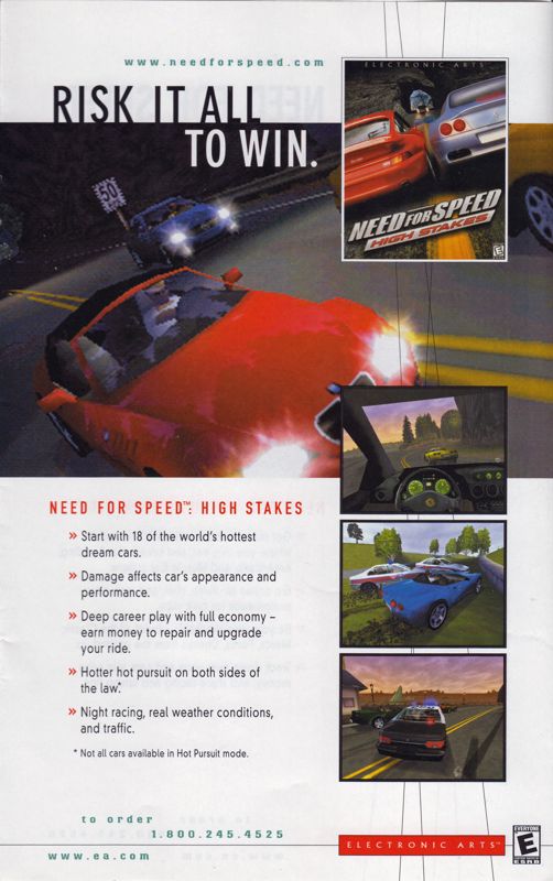 Need for Speed: High Stakes Catalogue (Catalogue Advertisements): Electronic Arts PC Entertainment Catalog 2000