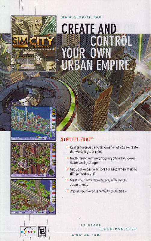 SimCity 3000 Catalogue (Catalogue Advertisements): Electronic Arts PC Entertainment Catalog 2000
