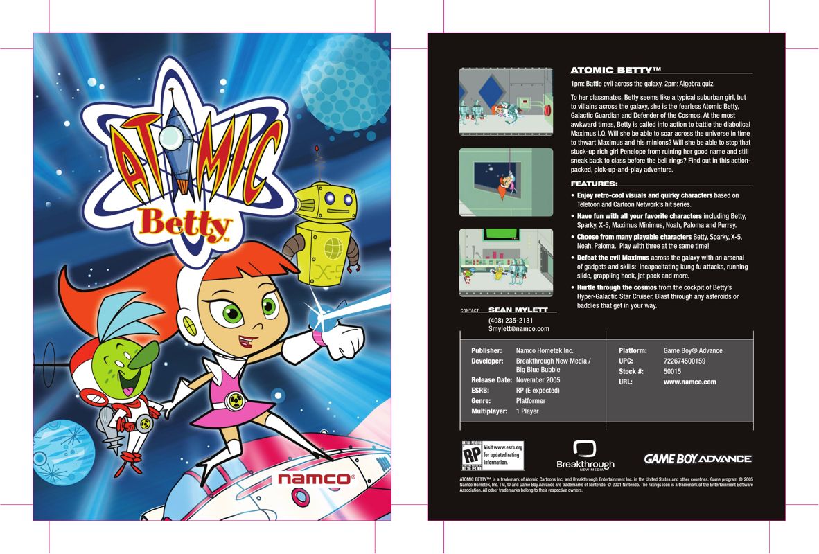 Atomic Betty Other (Namco 2005 Marketing Assets CD-ROM): Sell sheet