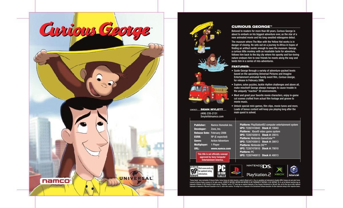 Curious George Other (Namco 2005 Marketing Assets CD-ROM): Sell sheet