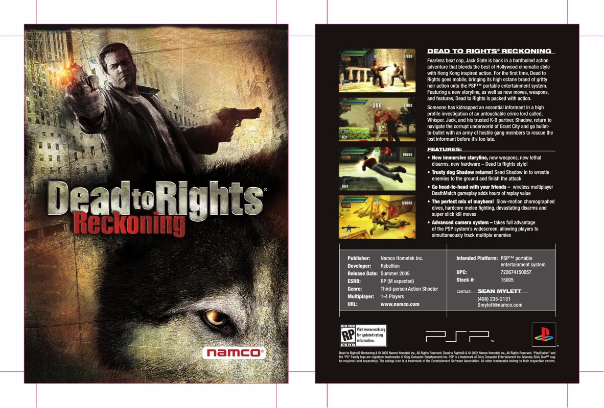 Dead to Rights: Reckoning Other (Namco 2005 Marketing Assets CD-ROM): Sell sheet