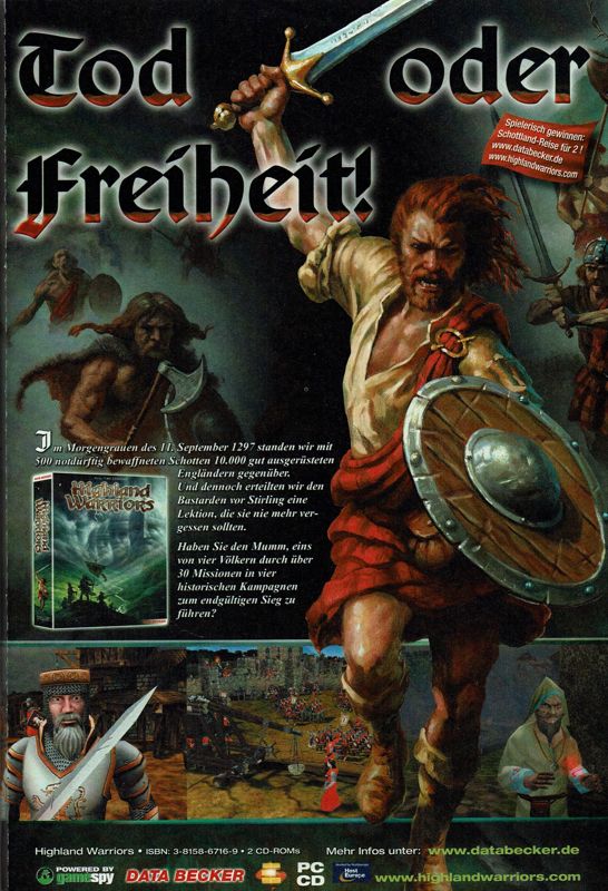 Highland Warriors Magazine Advertisement (Magazine Advertisements): GameStar (Germany), Issue 03/2003