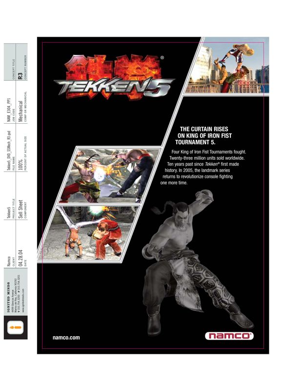 Tekken 5 Other (Namco 2004 Marketing Assets CD-ROM): Sell sheet - front