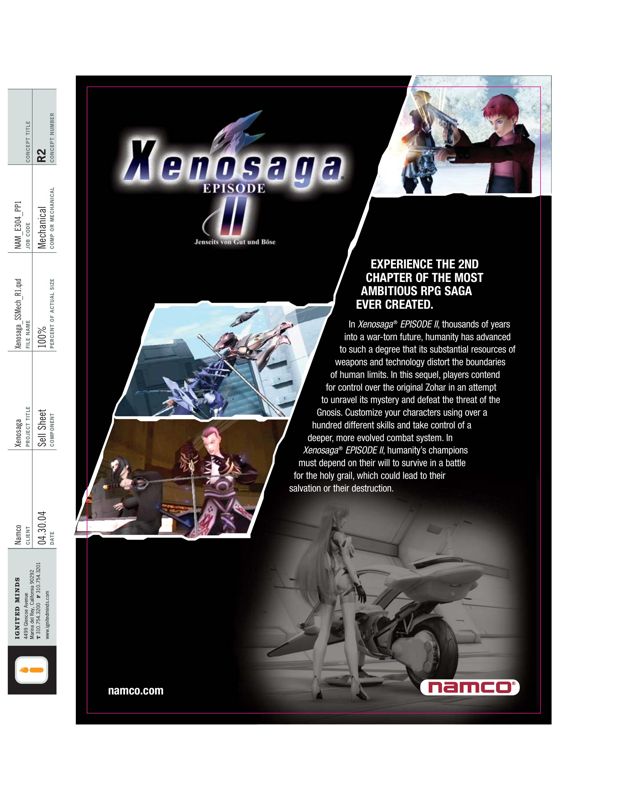 Xenosaga: Episode II - Jenseits von Gut und Böse Other (Namco 2004 Marketing Assets CD-ROM): Sell sheet - front