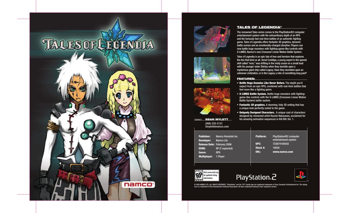 Tales of Legendia Other (Namco 2005 Marketing Assets CD-ROM): Sell sheet