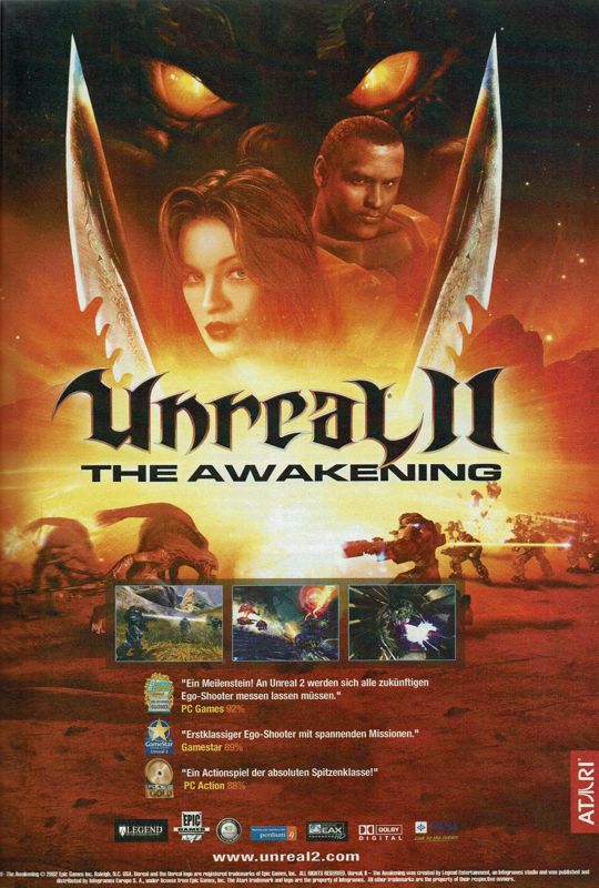Unreal II: The Awakening Magazine Advertisement (Magazine Advertisements): GameStar (Germany), Issue 04/2003