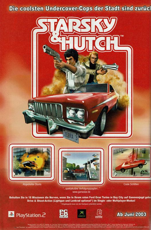 Starsky & Hutch Magazine Advertisement (Magazine Advertisements): GameStar (Germany), Issue 07/2003