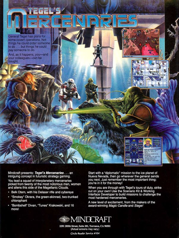 Tegel's Mercenaries Magazine Advertisement (Magazine Advertisements): Computer Gaming World (US), Number 102 (January 1993)