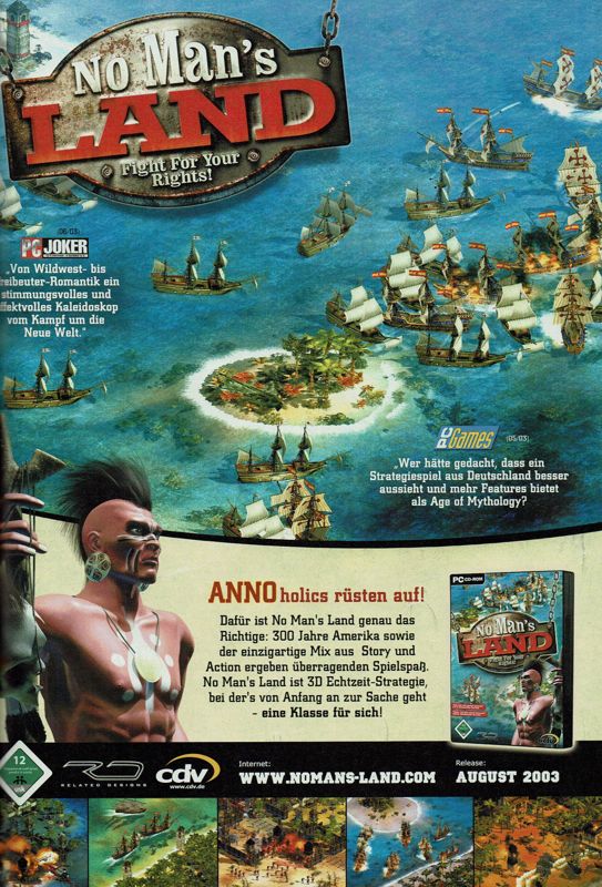 No Man's Land Magazine Advertisement (Magazine Advertisements): GameStar (Germany), Issue 08/2003