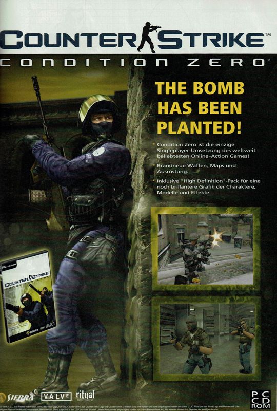 Counter-Strike: Condition Zero Magazine Advertisement (Magazine Advertisements): GameStar (Germany), Issue 09/2003