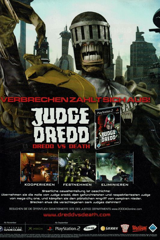 Judge Dredd: Dredd vs Death Magazine Advertisement (Magazine Advertisements): GameStar (Germany), Issue 09/2003