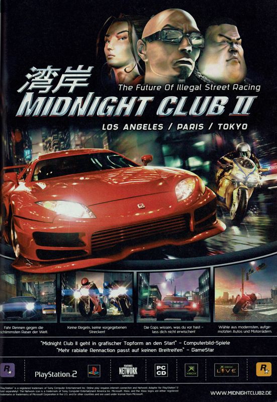 Midnight Club II Magazine Advertisement (Magazine Advertisements): GameStar (Germany), Issue 08/2003