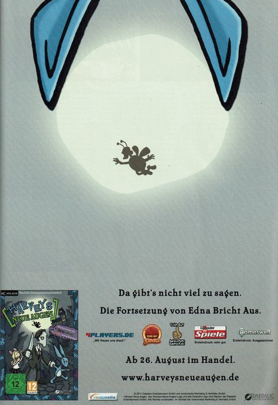 Edna & Harvey: Harvey's New Eyes Magazine Advertisement (Magazine Advertisements): GameStar (Germany), Issue 09/2011