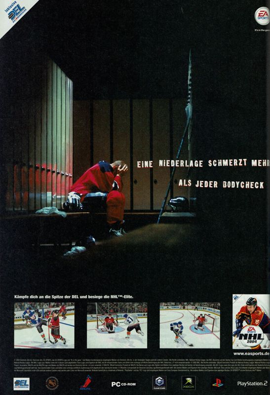 NHL 2004 Magazine Advertisement (Magazine Advertisements): GameStar (Germany), Issue 11/2003