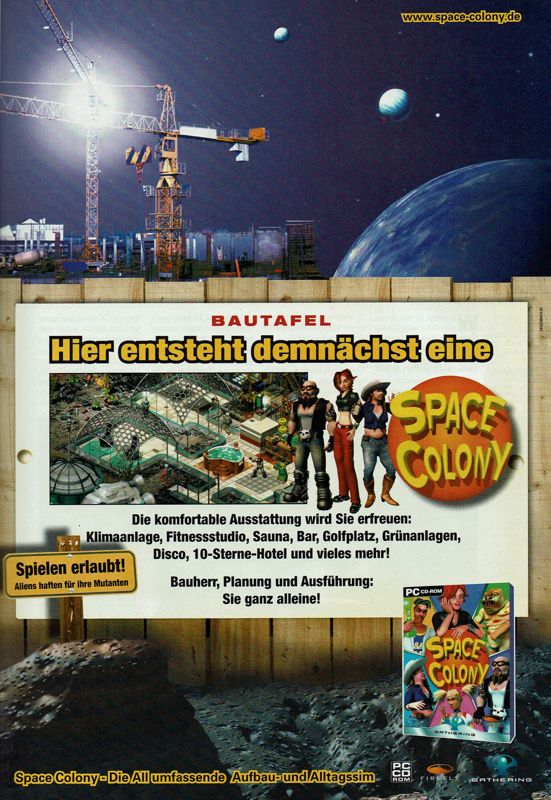 Space Colony Magazine Advertisement (Magazine Advertisements): GameStar (Germany), Issue 11/2003