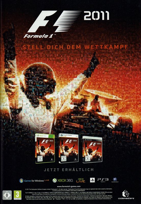 F1 2011 Magazine Advertisement (Magazine Advertisements): GameStar (Germany), Issue 12/2011