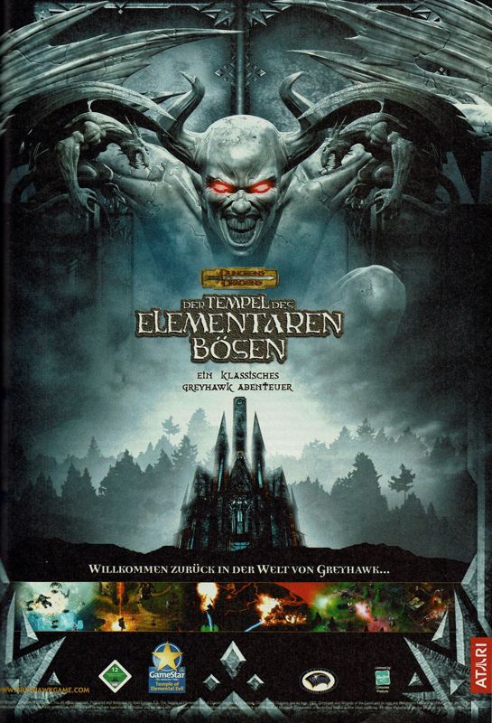 The Temple of Elemental Evil: A Classic Greyhawk Adventure Magazine Advertisement (Magazine Advertisements): GameStar (Germany), Issue 12/2003