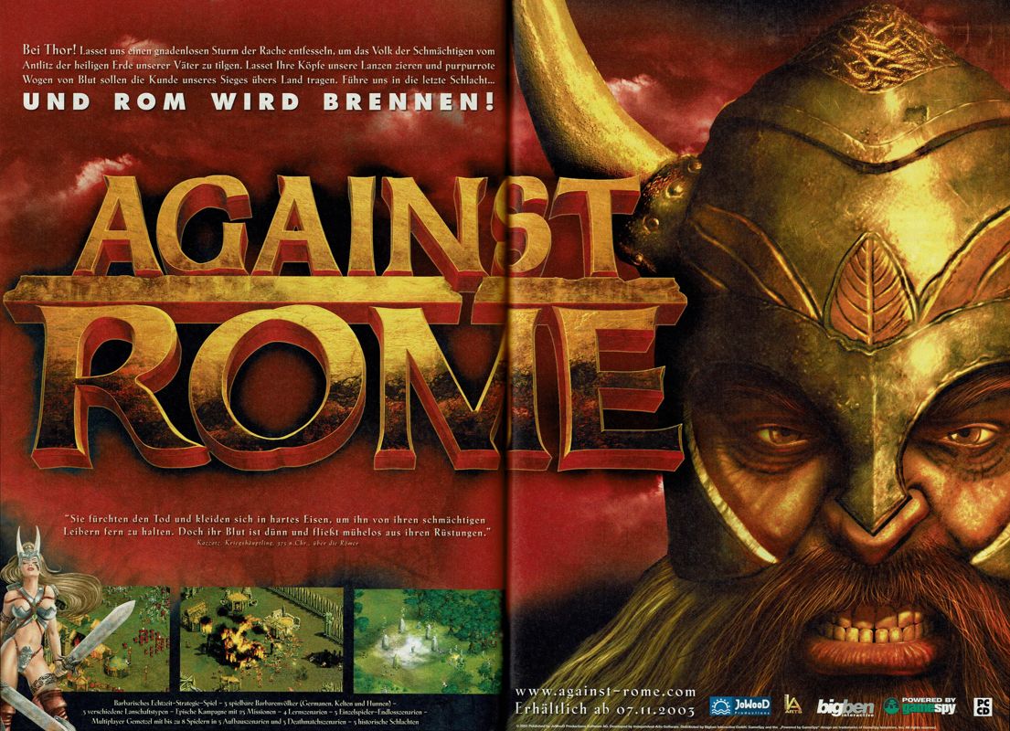 Against Rome Magazine Advertisement (Magazine Advertisements): GameStar (Germany), Issue 12/2003