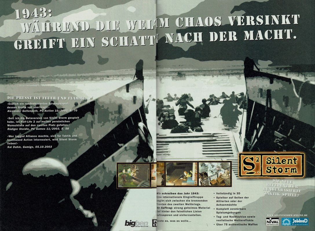 S2: Silent Storm Magazine Advertisement (Magazine Advertisements): GameStar (Germany), Issue 12/2003