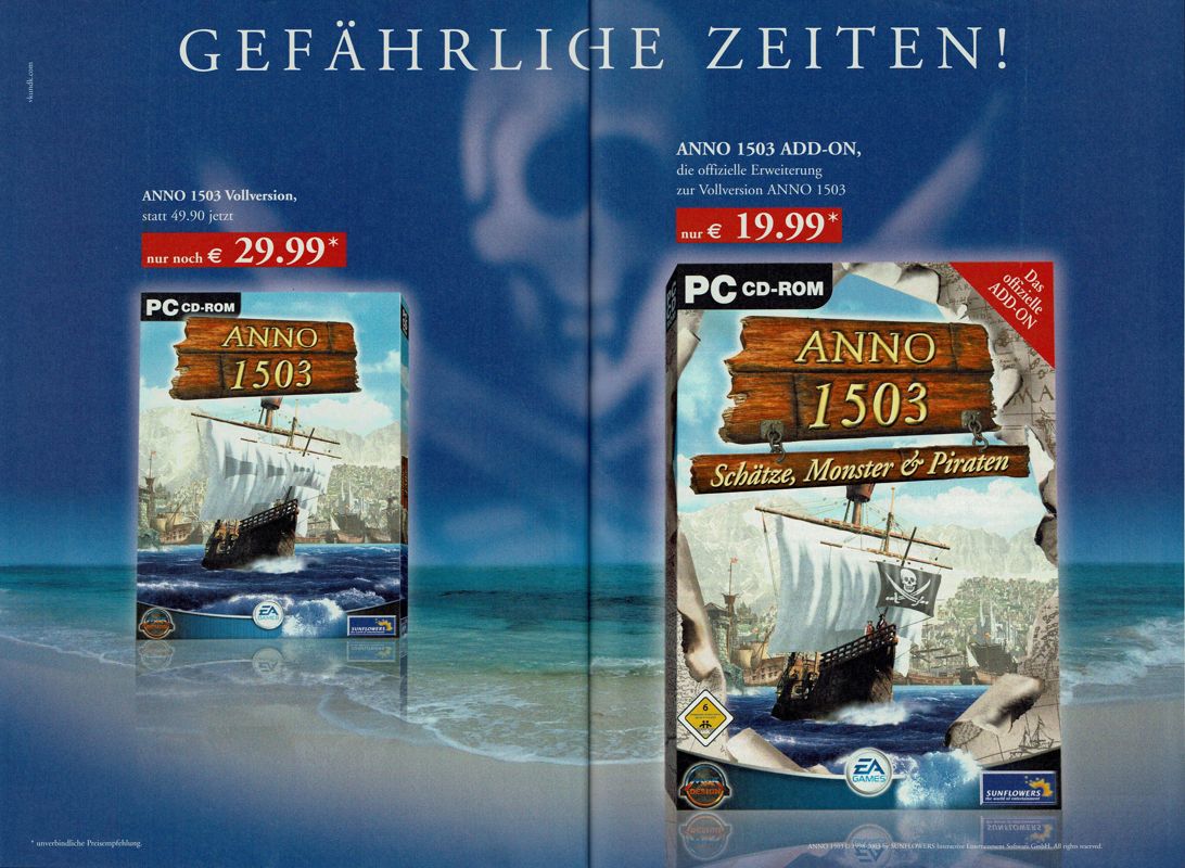 1503 A.D.: Treasures, Monsters and Pirates Magazine Advertisement (Magazine Advertisements): GameStar (Germany), Issue 12/2003 Part 2