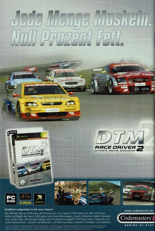 TOCA Race Driver 2 Magazine Advertisement (Magazine Advertisements): GameStar (Germany), Issue 05/2004