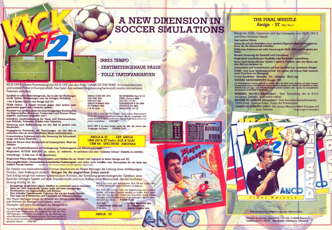 Kick Off 2 Magazine Advertisement (Magazine Advertisements): ASM (Germany), Issue 12/1990