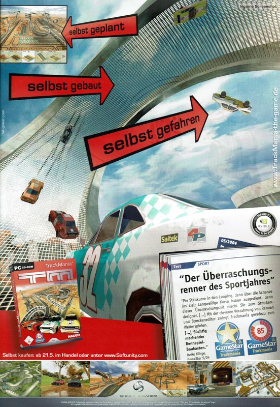 TrackMania Magazine Advertisement (Magazine Advertisements): GameStar (Germany), Issue 06/2004