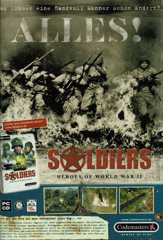 Soldiers: Heroes of World War II Magazine Advertisement (Magazine Advertisements): GameStar (Germany), Issue 08/2004