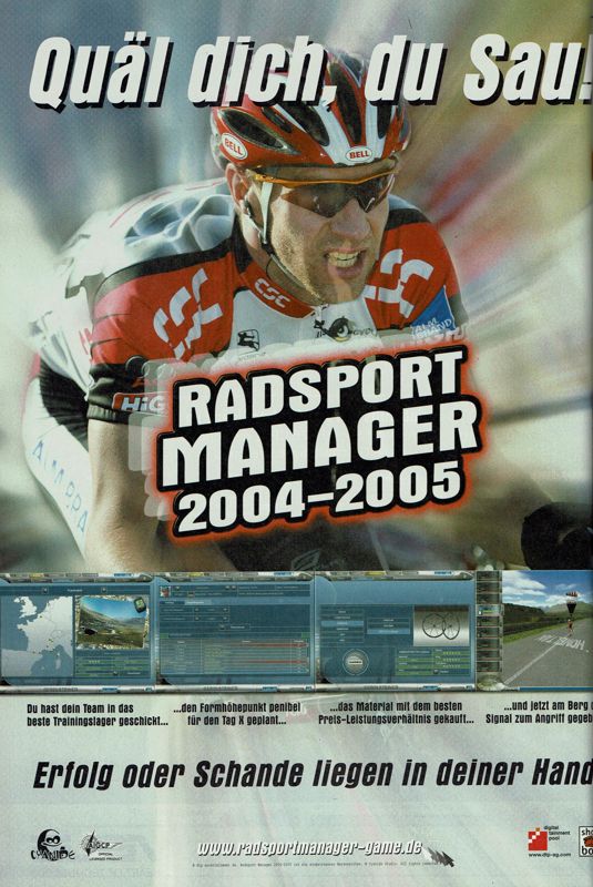 Cycling Manager 4 Magazine Advertisement (Magazine Advertisements): GameStar (Germany), Issue 08/2004