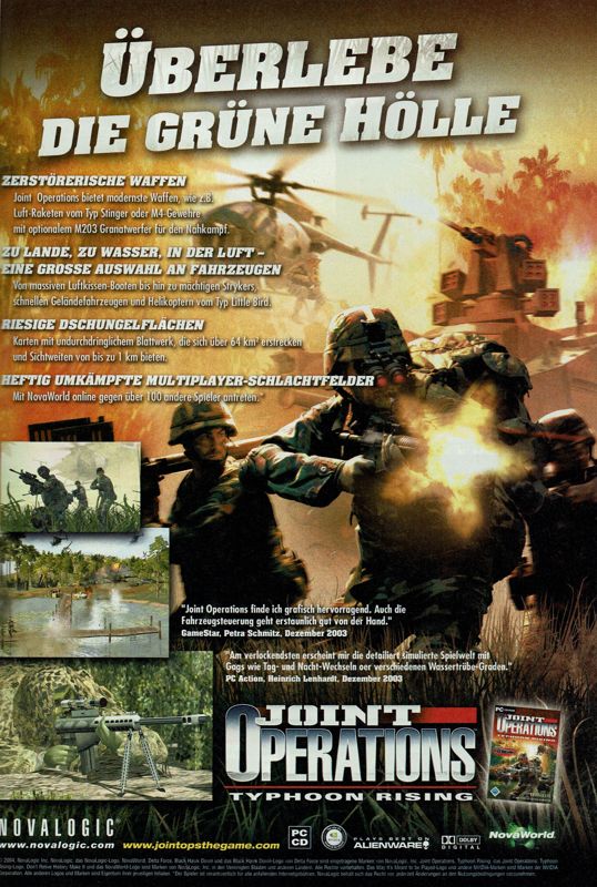 Joint Operations: Typhoon Rising Magazine Advertisement (Magazine Advertisements): GameStar (Germany), Issue 08/2004