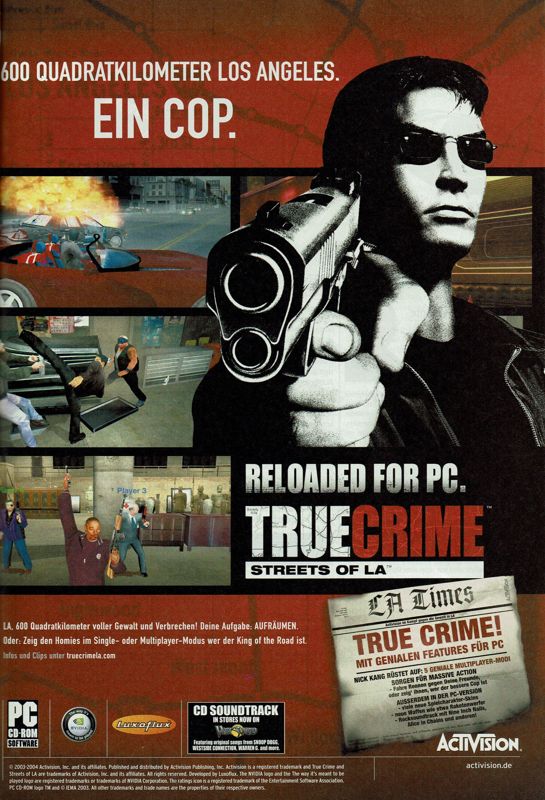 True Crime: Streets of LA Magazine Advertisement (Magazine Advertisements): GameStar (Germany), Issue 06/2004