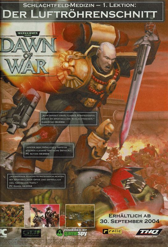 Warhammer 40,000: Dawn of War Magazine Advertisement (Magazine Advertisements): GameStar (Germany), Issue 09/2004